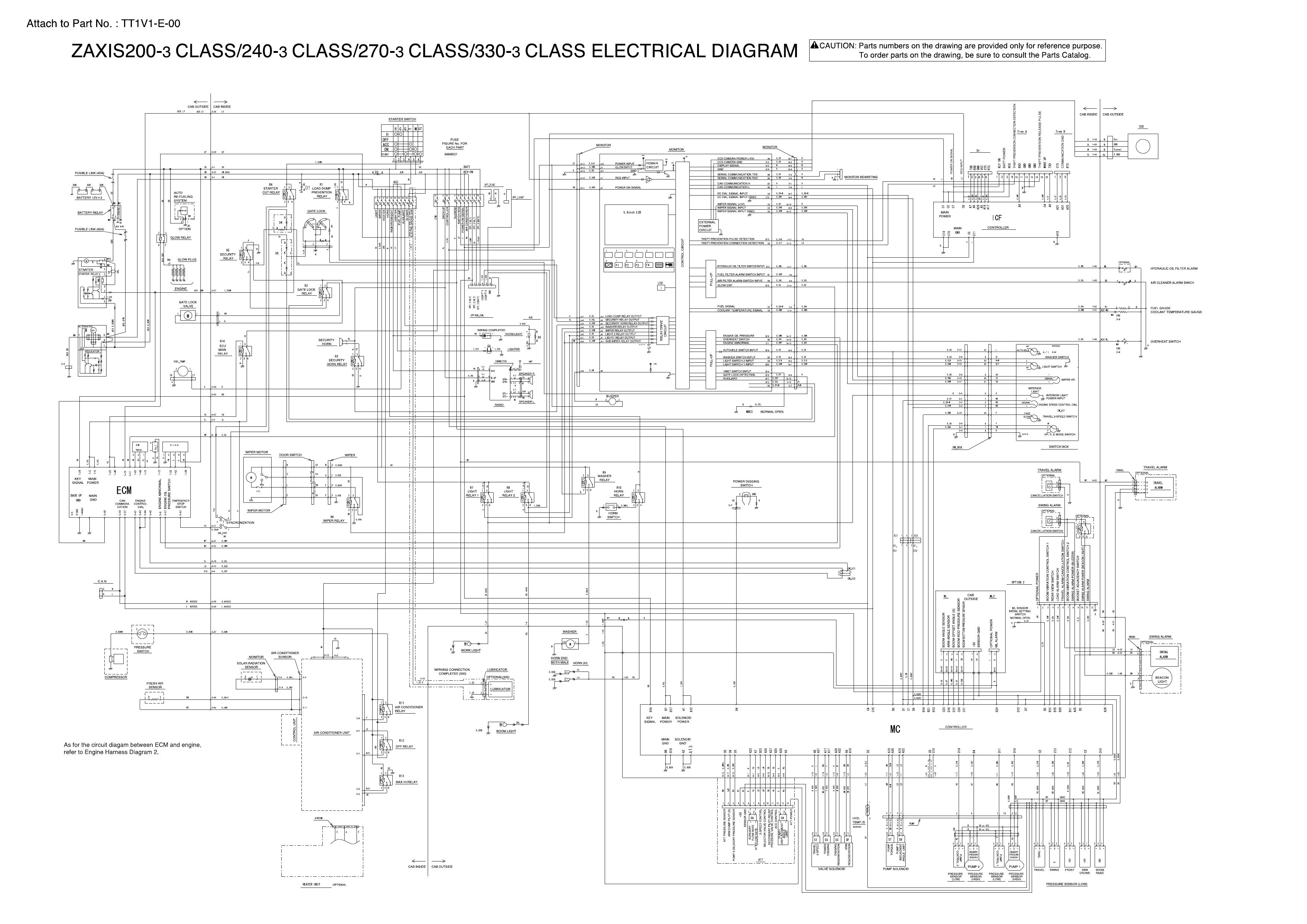 ELECTRICAL CIRCUIT HITACHI DIAGRAM ZAXIS ZX200-3 ZX240-3 ZX270-3 ZX330-3 2